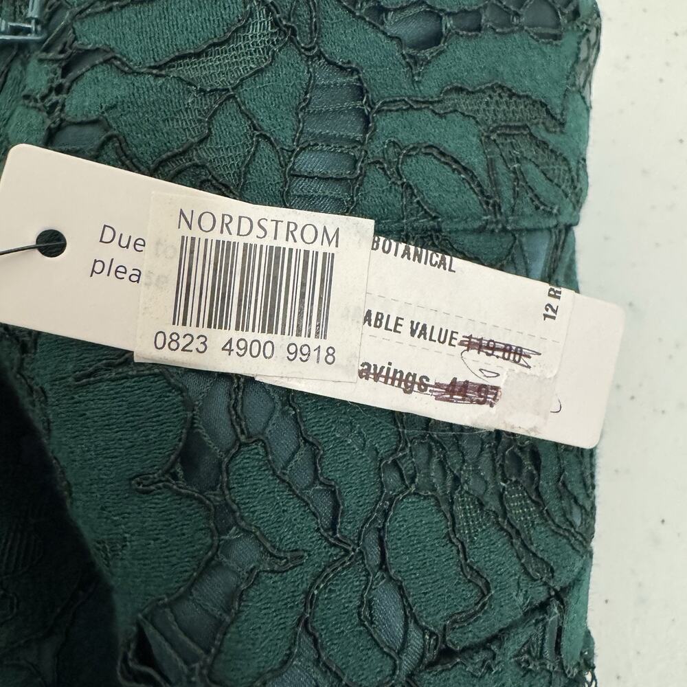 Rachel Parcell Botanica Lace Pants Women's 12 Green Scallop Hem Lined Romantic - Picture 8 of 16